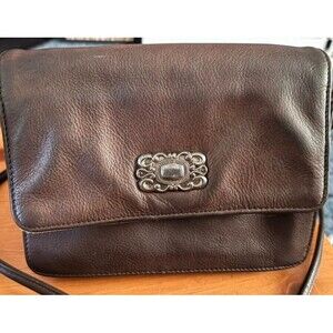 Vintage 90s Fossil Brown Leather Crossbody Bag